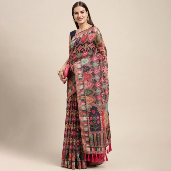 http://15.207.65.201/products/peach-coloured-multicoloured-kalamkari-sequinned-linen-blend-block-print-saree